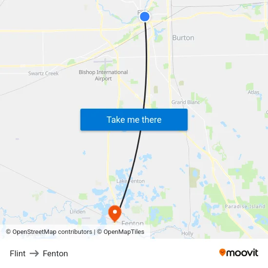 Flint to Fenton map