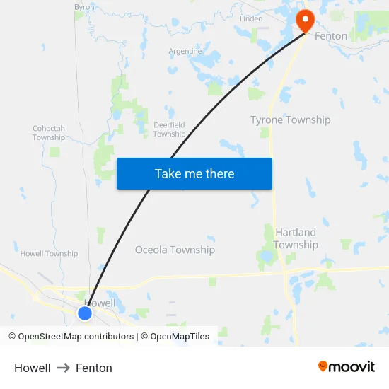 Howell to Fenton map