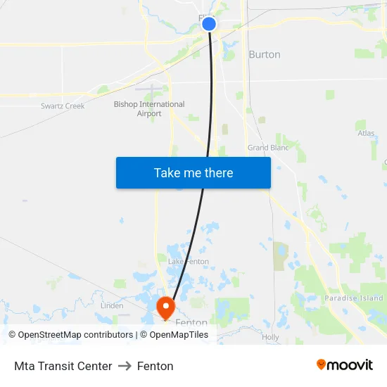 Mta Transit Center to Fenton map
