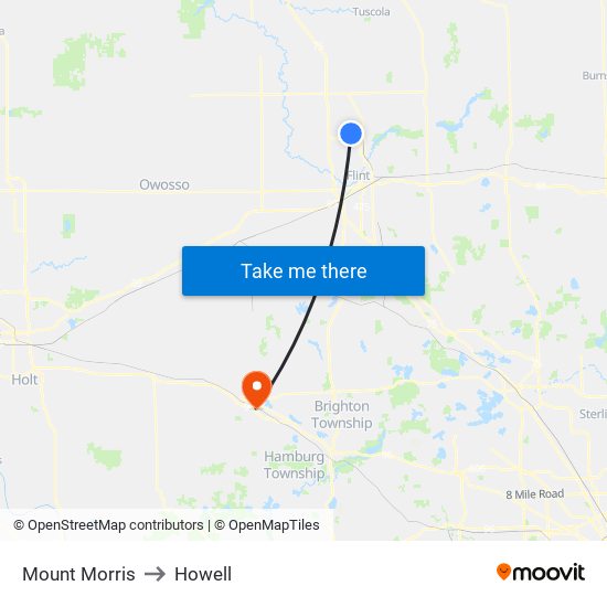 Mount Morris to Howell map