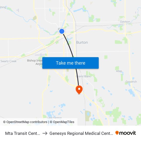 Mta Transit Center to Genesys Regional Medical Center map