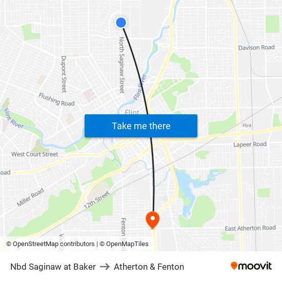Nbd Saginaw at Baker to Atherton & Fenton map