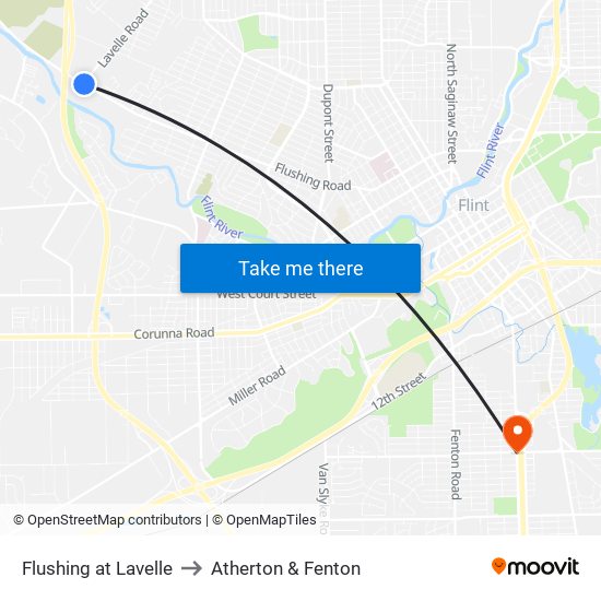 Flushing at Lavelle to Atherton & Fenton map