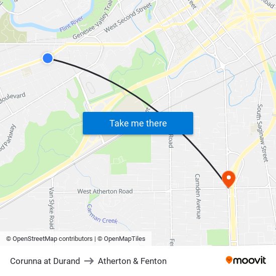 Corunna at Durand to Atherton & Fenton map