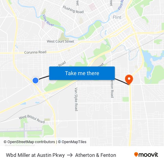 Wbd Miller at Austin Pkwy to Atherton & Fenton map