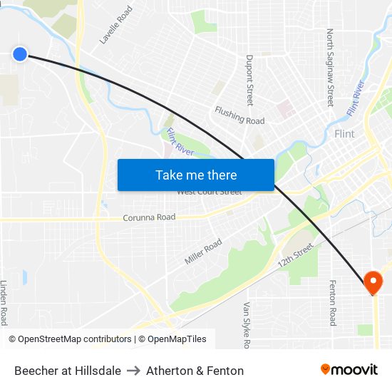 Beecher at Hillsdale to Atherton & Fenton map