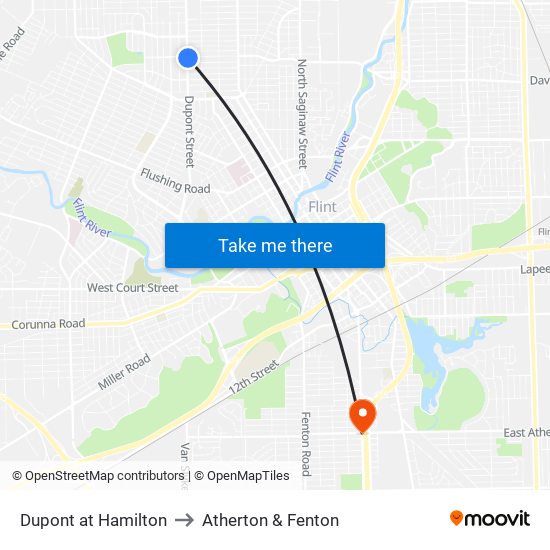 Dupont at Hamilton to Atherton & Fenton map