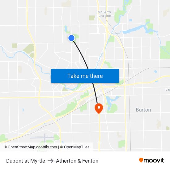 Dupont at Myrtle to Atherton & Fenton map