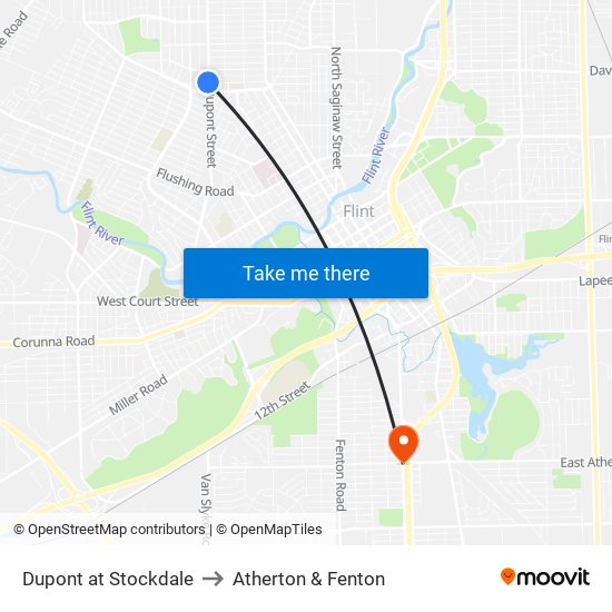 Dupont at Stockdale to Atherton & Fenton map