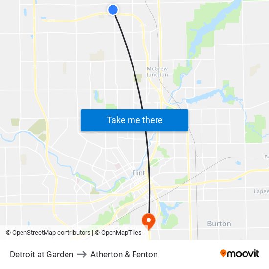 Detroit at Garden to Atherton & Fenton map