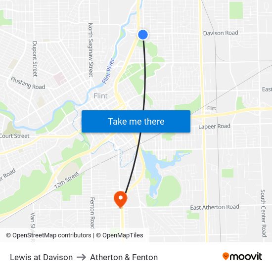 Lewis at Davison to Atherton & Fenton map