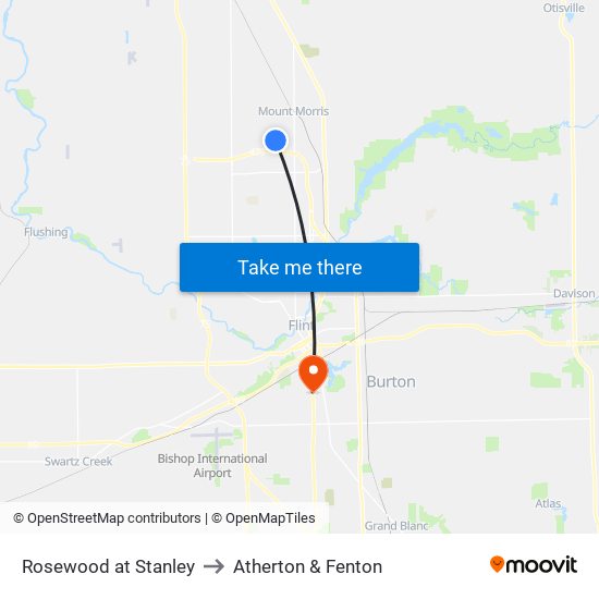 Rosewood at Stanley to Atherton & Fenton map