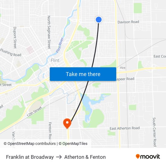 Franklin at Broadway to Atherton & Fenton map