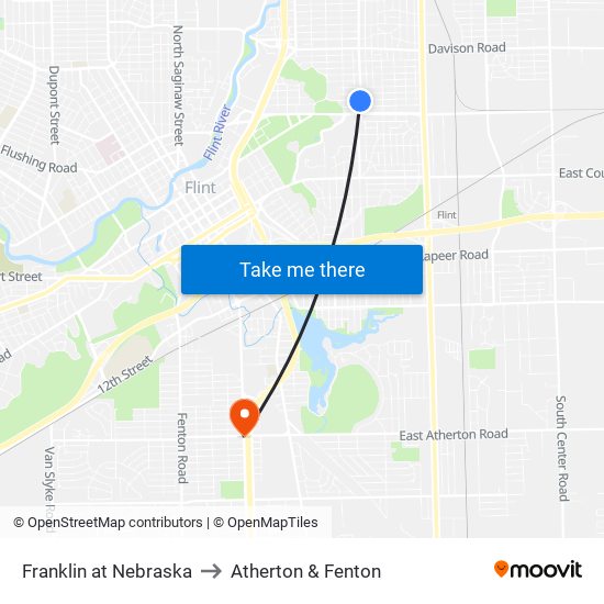 Franklin at Nebraska to Atherton & Fenton map