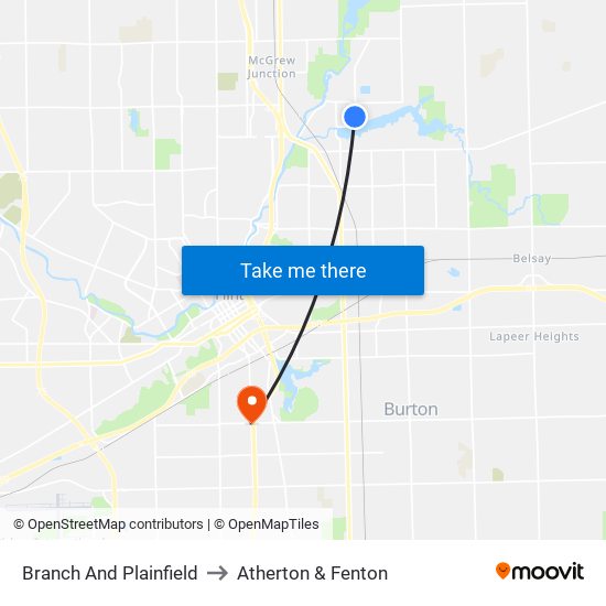 Branch And Plainfield to Atherton & Fenton map