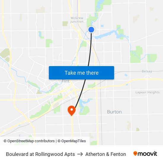 Boulevard at Rollingwood Apts to Atherton & Fenton map