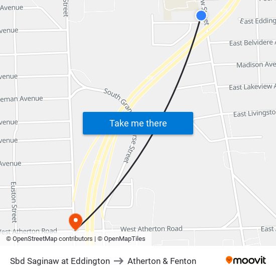 Sbd Saginaw at Eddington to Atherton & Fenton map