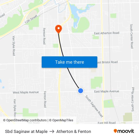 Sbd Saginaw at Maple to Atherton & Fenton map