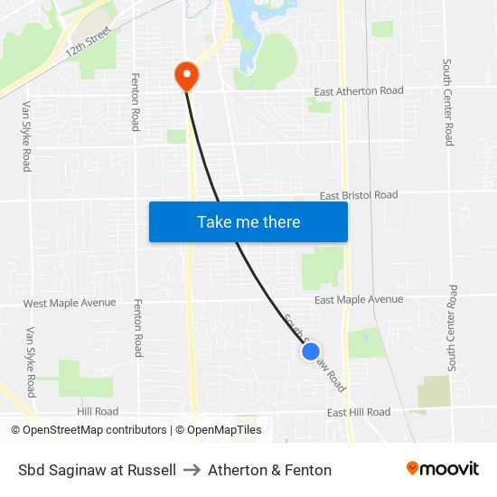 Sbd Saginaw at Russell to Atherton & Fenton map