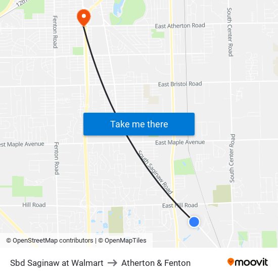 Sbd Saginaw at Walmart to Atherton & Fenton map