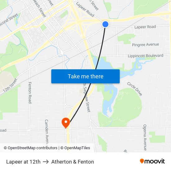 Lapeer at 12th to Atherton & Fenton map