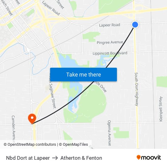 Nbd Dort at Lapeer to Atherton & Fenton map
