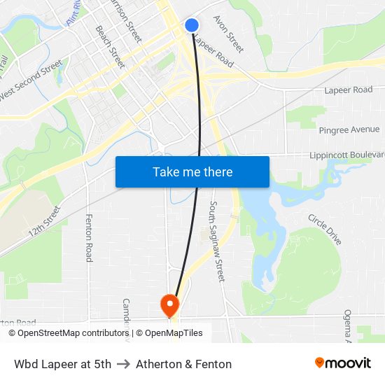 Wbd Lapeer at 5th to Atherton & Fenton map