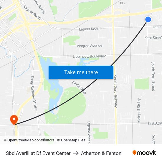 Sbd Averill at Df Event Center to Atherton & Fenton map