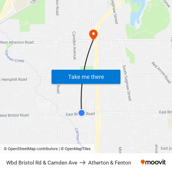 Wbd Bristol Rd & Camden Ave to Atherton & Fenton map