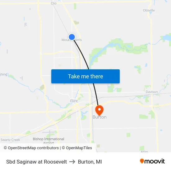 Sbd Saginaw at Roosevelt to Burton, MI map