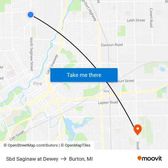 Sbd Saginaw at Dewey to Burton, MI map