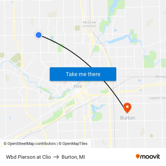 Wbd Pierson at Clio to Burton, MI map
