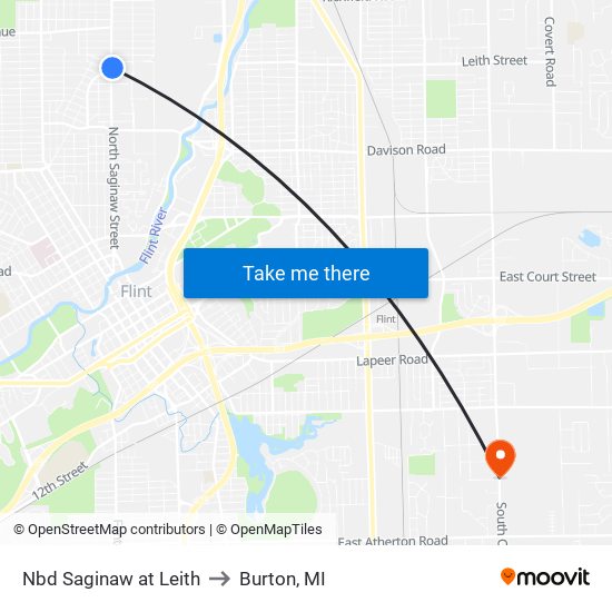 Nbd Saginaw at Leith to Burton, MI map