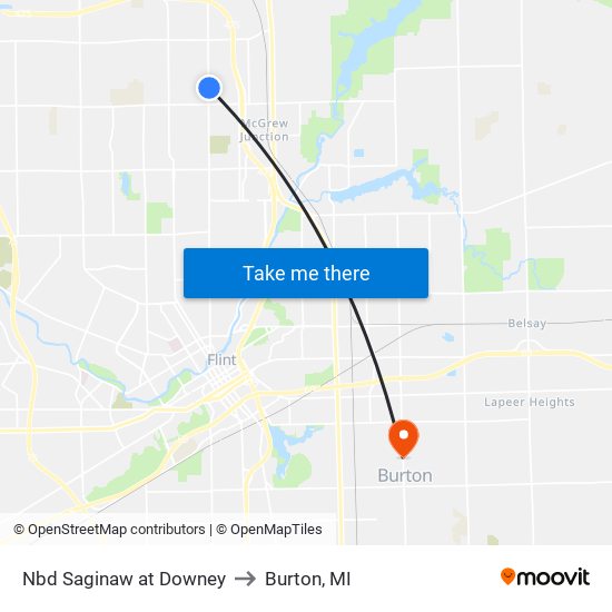 Nbd Saginaw at Downey to Burton, MI map