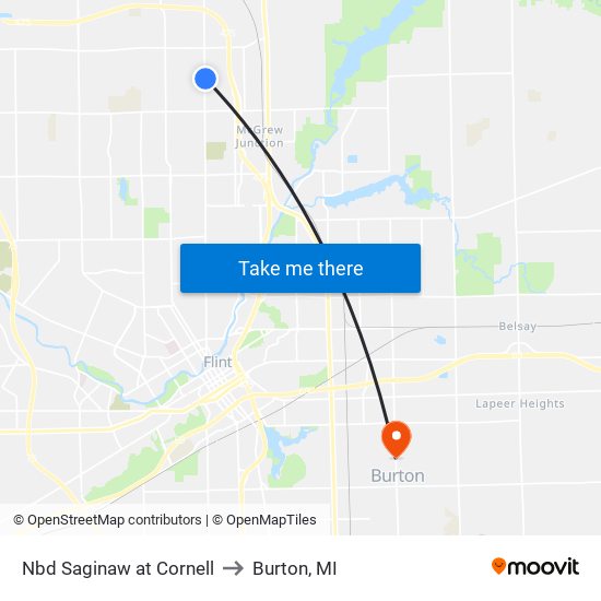 Nbd Saginaw at Cornell to Burton, MI map