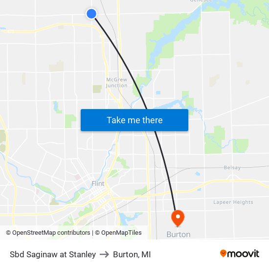 Sbd Saginaw at Stanley to Burton, MI map