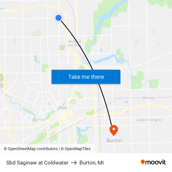 Sbd Saginaw at Coldwater to Burton, MI map