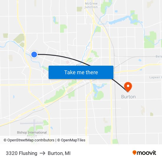 3320 Flushing to Burton, MI map