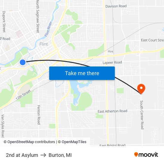 2nd at Asylum to Burton, MI map