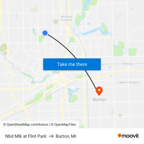 Nbd Mlk at Flint Park to Burton, MI map