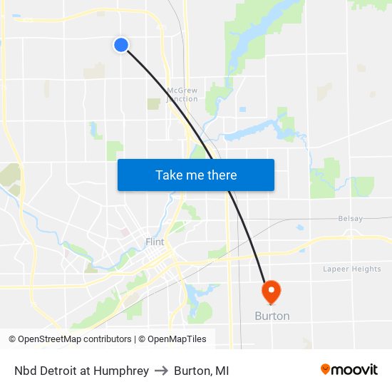 Nbd Detroit at Humphrey to Burton, MI map