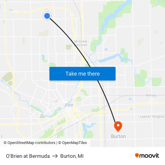 O'Brien at Bermuda to Burton, MI map