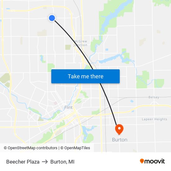 Beecher Plaza to Burton, MI map