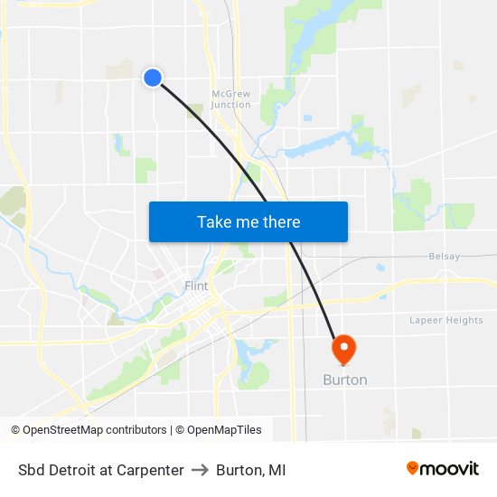 Sbd Detroit at Carpenter to Burton, MI map