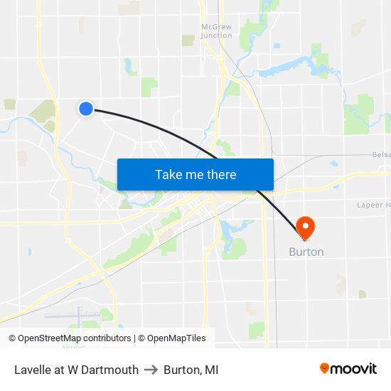 Lavelle at W Dartmouth to Burton, MI map