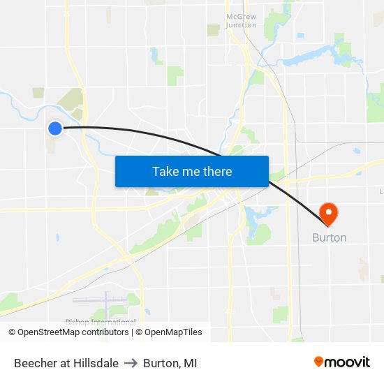 Beecher at Hillsdale to Burton, MI map