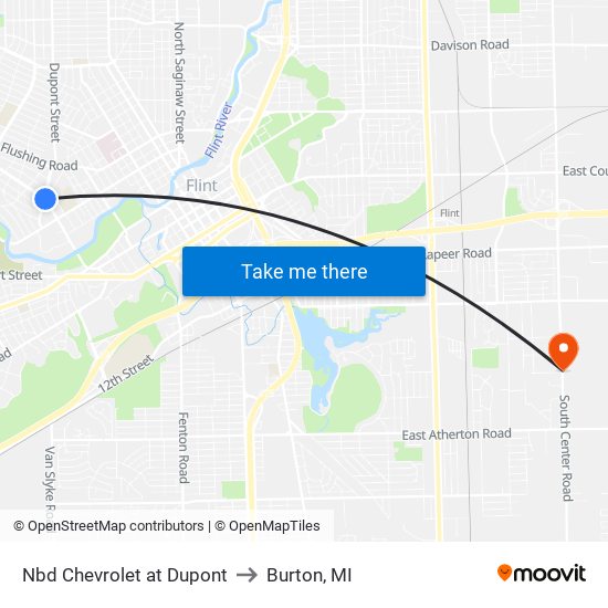 Nbd Chevrolet at Dupont to Burton, MI map