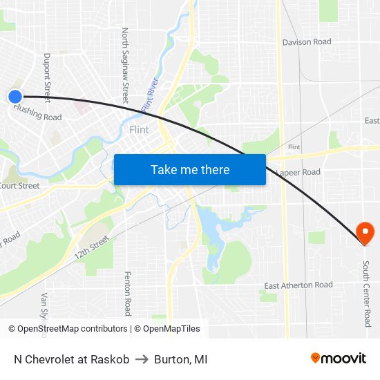 N Chevrolet at Raskob to Burton, MI map