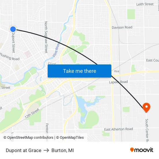 Dupont at Grace to Burton, MI map