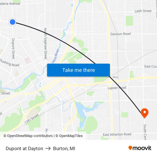 Dupont at Dayton to Burton, MI map